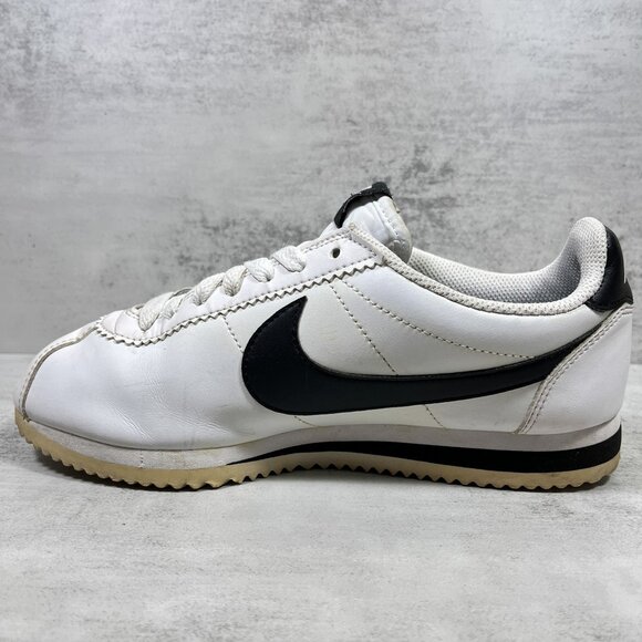 Nike Classic Cortez Leather Sneakers - Women's Size 7 - White Black - Picture 5 of 10
